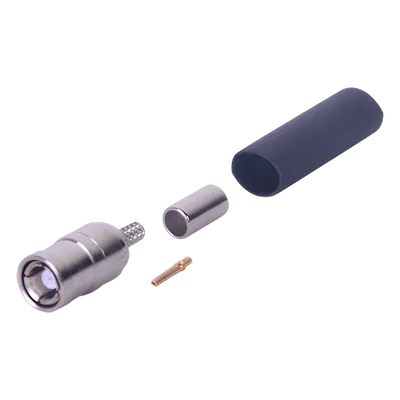 Conector Coaxial SMB Macho / Anillo Plegable / Contacto Hembra / Cables RG-174/U, 8216 / Cuerpo Niquelado / Aislante Teflón