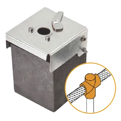Molde de Grafito Vertical / Unión en T / Cable 2/0 AWG a Pica 5/8 in (16 mm) / 70 Soldaduras / Acero Electrogalvanizado / IEC 62305