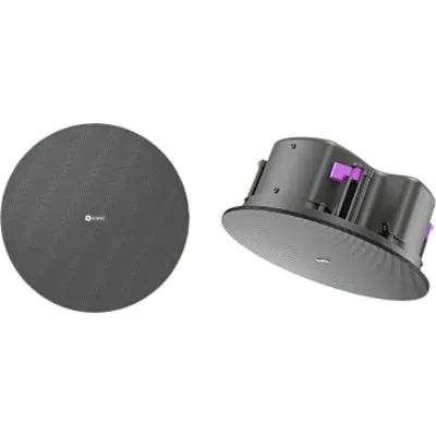 Altavoz de Techo Pasivo 2 Vías | 6.5" (165 mm) Coaxial | 8Ω y 70V/100V | 30W Continuo | 90dB Sensibilidad | 105dB SPL Continuo | 107dB Pico | Plenum Rated UL2043 y UL1480A | Perfil Bajo Caja Cerrada | Rejillas Magnéticas Blancas y