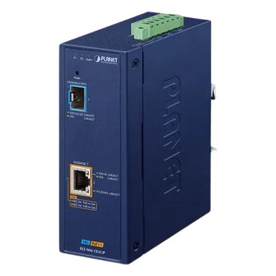 Convertidor de Medios PoE Industrial / 10G SFP+ y 10GBASE-T / PoE++ 95W / -40 a 75°C (-40 a 167°F) / SNMPv3, VLAN, ERPS, QoS / Dual Alimentación 12-54V