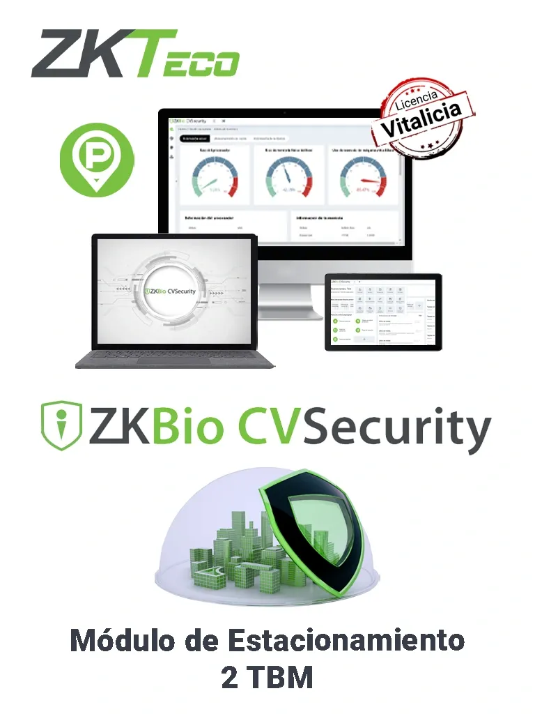 ZKTECO ZKBioCVTBMP2 - Modulo Vitalicio para Gestión de Estacionamiento del BioCVSecurity / Soporta  2 TBM / 30 000 Usuarios / 2000 Áreas / 2000 Departamentos