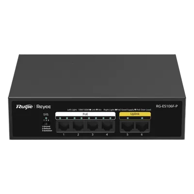 Switch PoE+ RUIJIE RG-ES106F-P de 6 puertos y 54 W