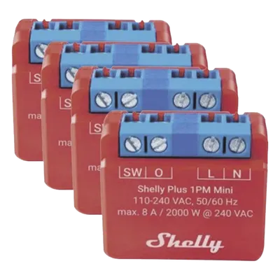 KIT 4 piezas Mini Interruptor inteligente con Wi-Fi, medición de consumo, 1 canal 8A, compatible con asistentes de voz Alexa y GoogleHome