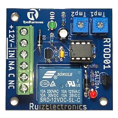 Tarjeta Temporizadora / Retardo 0-60 s / Duración 0-60 s / Alimentación 12VDC / Salida Relevador NA-NC-C / Indicadores LED