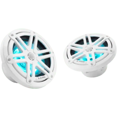Par de Altavoces Náuticos Coaxiales / 7.7" / 60W RMS / LED RGB / Rejilla Sport Blanca y Gris/ Tweeter de Cúpula de Seda / 4 Ω / Respuesta 45 Hz-20 kHz