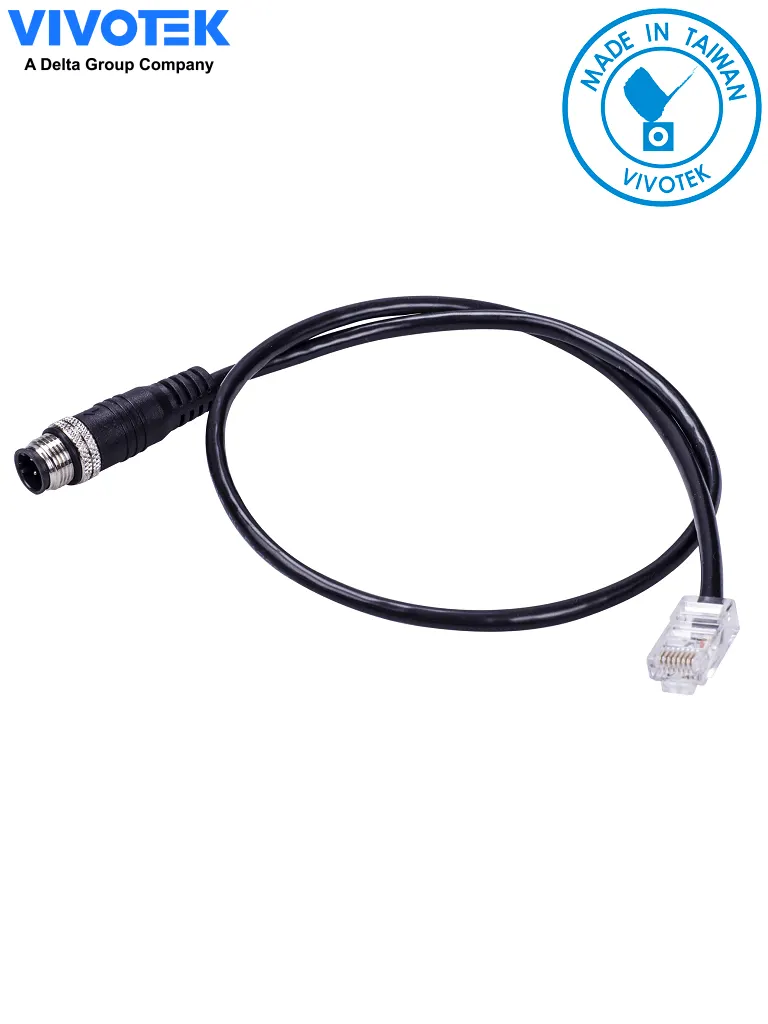 VIVOTEK AO-004 - Cable M12 (Conector macho 4-Pin D Code)  a Conector RJ45, 60cm