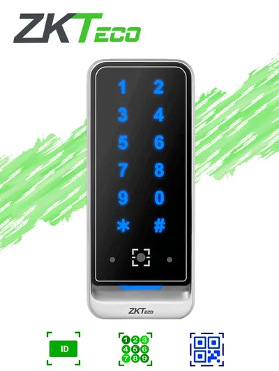 ZKTECO QR600VKE -  Lector esclavo de tarjetas de proximidad ID 125 Khz / Contraseñas / QR / IP65 /  Wiegand / RS485
