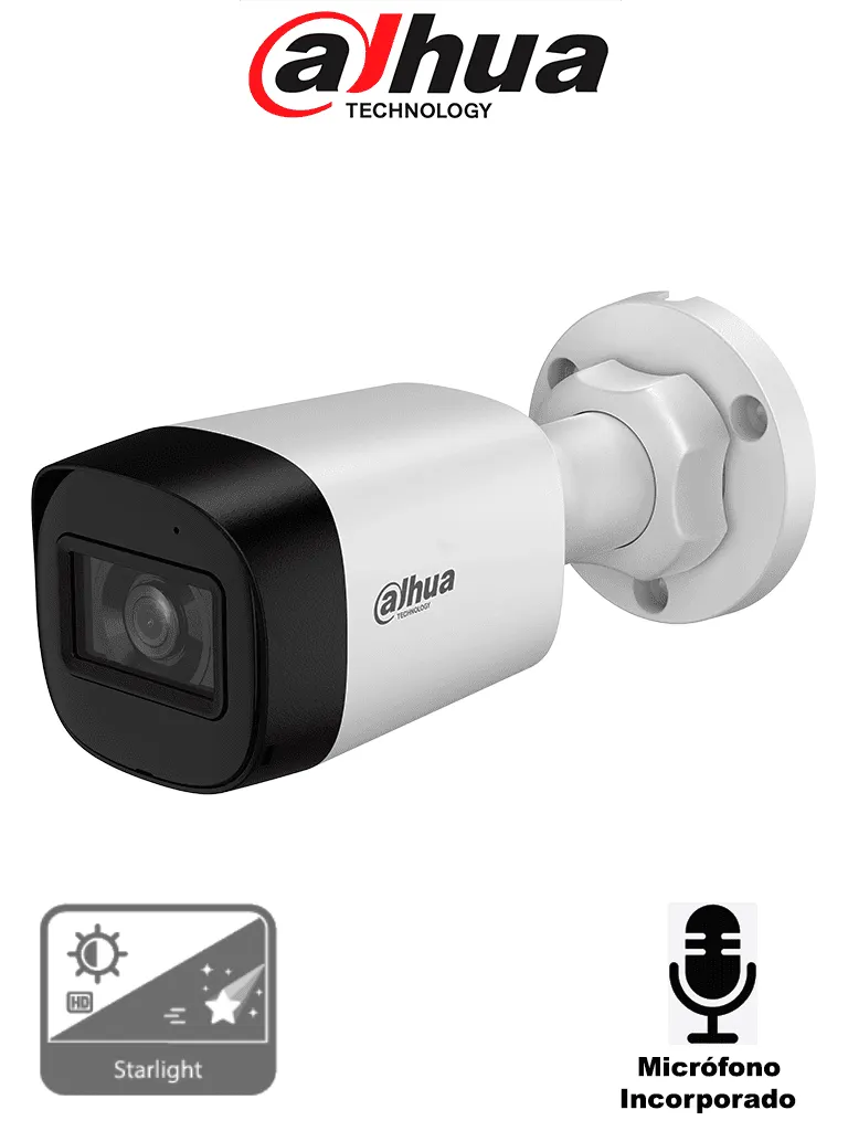 Cámara bullet Dahua DH-HAC-HFW1500RLN-A-S3-DIP de 5 MP con audio