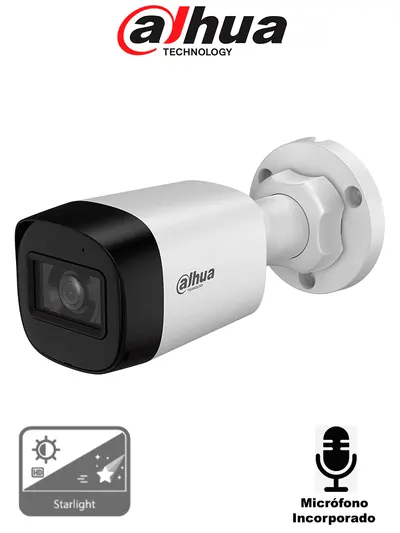 Cámara bullet Dahua DH-HAC-HFW1500RLN-A-S3-DIP de 5 MP con audio