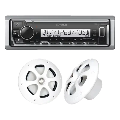 Kit de Audio Marino Bluetooth / Estéreo con 3 Salidas Preamplificadas / Bocinas 6.5 Pulgadas Resistentes al Agua / Ecualizador 13 Bandas / Sintonizador FM 87.9-107.9 MHz