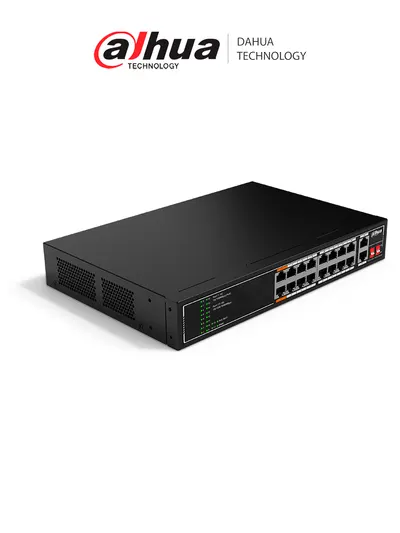 Switch PoE Dahua DH-SF1018LP de 16 puertos y 135 W