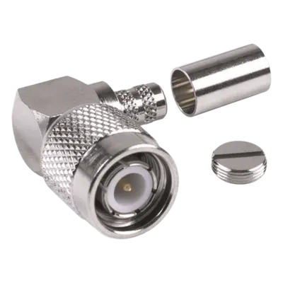 Conector TNC Macho / Ángulo Recto / RG-8/X / LMR-240 / Níquel / Oro / Teflón
