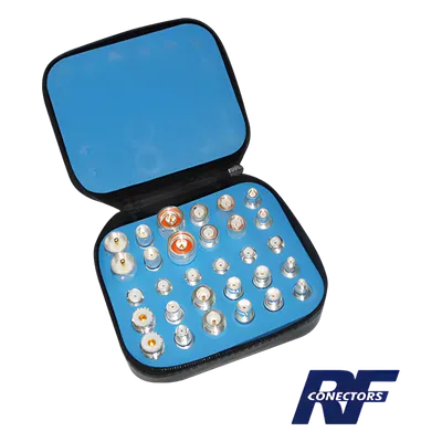 Kit de Adaptadores RF / 30 Piezas / Baño de Plata / UNIDAPT a UHF BNC TNC SMA N / Estuche Protector