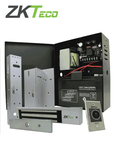 ZKTECO ACAKIT - Kit de accesorios de control de acceso / 1 Boton de salida / 1 Cerradura electromagnética / 1 Fuente de alimentación ininterrumpida / 1 Bateria de respaldo / 1 soporte