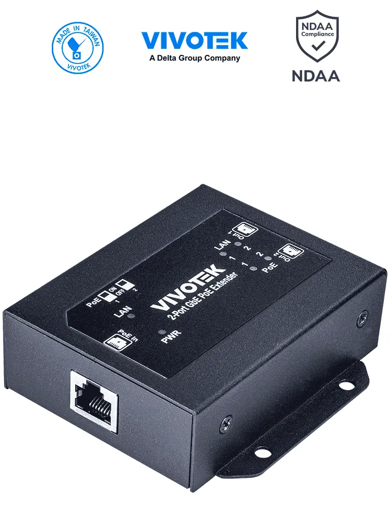 Extensor PoE VIVOTEK AP-GXC-0200 Gigabit de 2 puertos y hasta 300 m