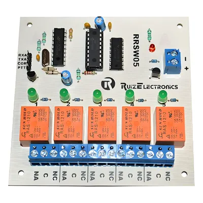 Tarjeta decodificadora / 5 zonas / Relevadores 500W / Control DTMF / Alimentación 10-15V DC
