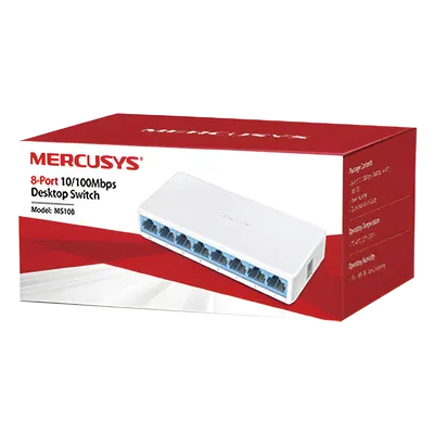 Switch de escritorio Mercusys MS108 con 8 puertos Fast Ethernet