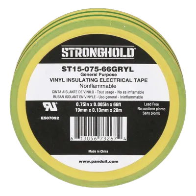 Cinta eléctrica PANDUIT ST15-075-66-GRYL de PVC amarillo y verde