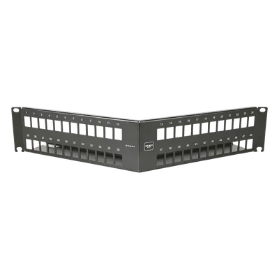 Patch Panel Angulado 10G MAX UTP / 48 Puertos Vacíos / 2U Rack 19" / Compatible Z-MAX® y UltraMAX™ / Color Negro / Administrador de Cable Integrado