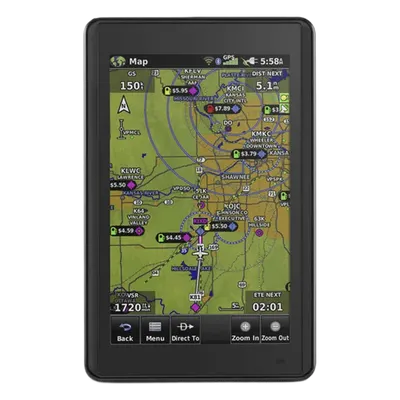 Navegador portátil aéreo / Pantalla táctil 5' / Visión 3D / Receptor SBAS/WAAS/GLONASS / Tráfico aéreo en tiempo real / 4 horas batería / 0.245 kg