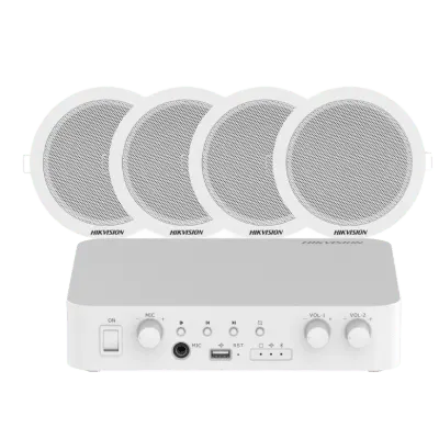 Sistema de audio ambiental Hikvision DSQAEKIT0206/ST de 2 zonas