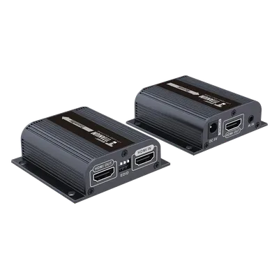 Kit Extensor HDMI para distancias de 50 metros / Soporta resoluciones 720 y 1080P @ 60 Hz / Cat 6, 6a y 7 / Salida Loop en el Tx para visualización local /  Configuración EDID / Soporta control remoto del equipo fuente / Alimente solo el Tx 
