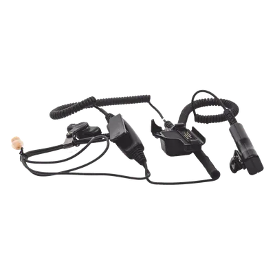 Micrófono Audífono de Solapa / 2 Cables / Doble PTT / Tubo Acústico Transparente / Cable 31' (78.7 cm) / Compatible Motorola XTS3000/ASTRO/HT1000