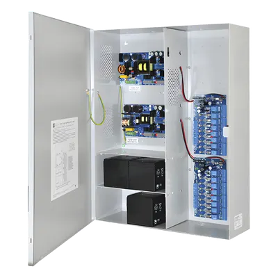 Fuente de poder dual / 12 Vcc @ 9.3 A / 24 Vcc @ 9.6 A / 16 salidas controladas / 120 Vca / Batería de respaldo