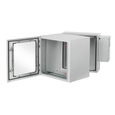 Gabinete Industrial 19" / 36 UR / Doble Puerta Abatible con Ventana / Aire Acondicionado 800 BTU / NEMA 4/12 / IP66 / IK10 / Acero