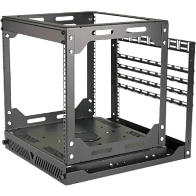 Rack Abierto Deslizante y Giratorio / 12U / Rotación 360° / Carga 68 kg (150 lbs) / Norma EIA/ECA-310-E / Gestión de Cables
