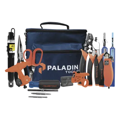 Kit de Herramientas para Fibra Óptica / Localizador Visual de Fallos / Desforradora 3 Posiciones / Tijeras Kevlar / Limpieza LC/SC/ST/FC