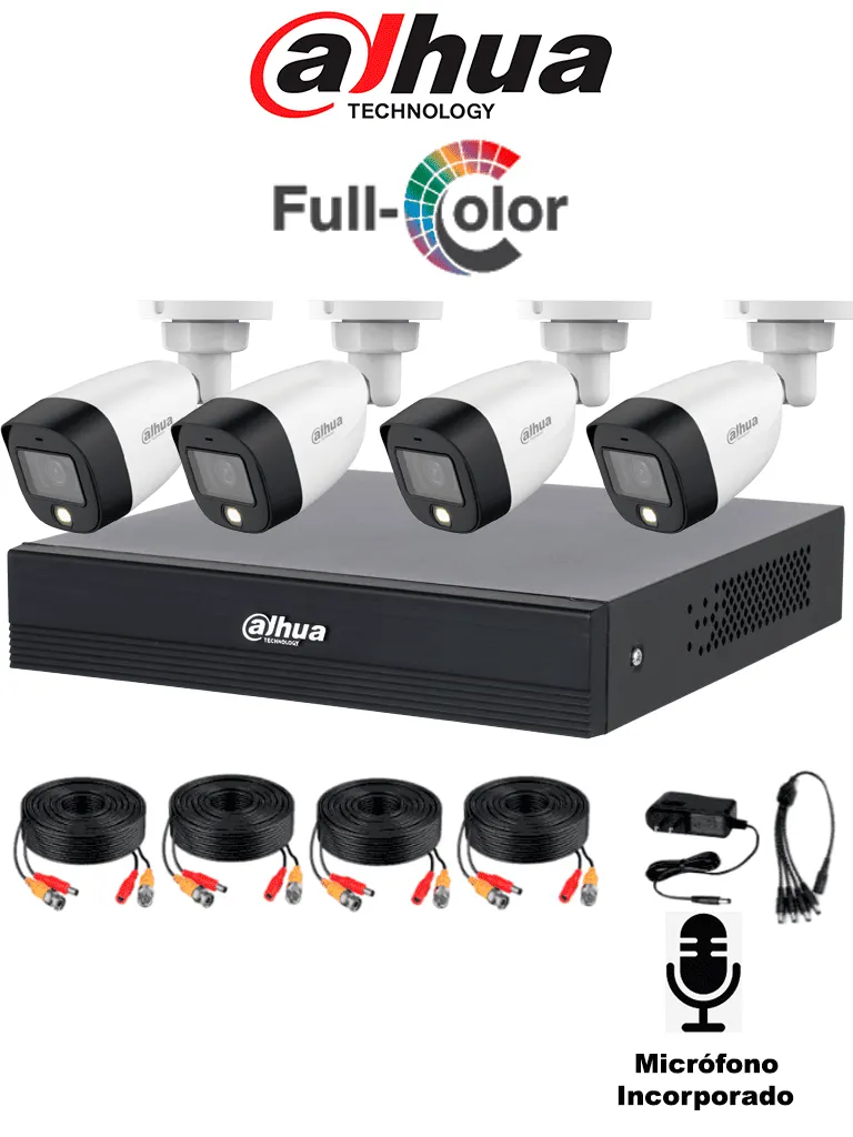 Kit de videovigilancia Dahua DH-KIT/XVR1B04-I/T con 4 cámaras Full Color