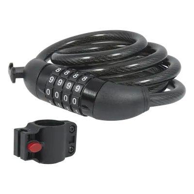Candado de Cable con Combinación / 4 Pines / Cable 100 cm (3.3 ft) / Acero Trenzado PVC / Nivel de Seguridad 3 / Portacandados Incluido