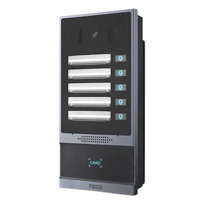 Videoportero IP / 2 Megapixel / 5 Botones de Marcación Rápida / IP66 - IK07 / PoE / Control de Acceso RFID / Anti-Vandálico
