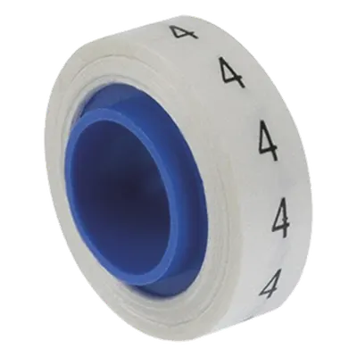 Rollo de Etiquetas Marcadoras / Pre-Impresas Número 4 / Poliéster / 2.4 m (7.87 pies) / Fondo Blanco