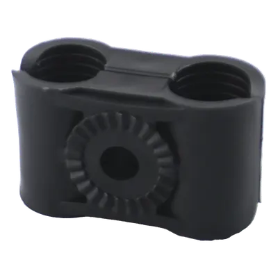 Sujetador Plástico para Cable Coaxial / 1/2 in / Doble Canal / Varilla 3/8' o M10 / Paquete 10 Piezas
