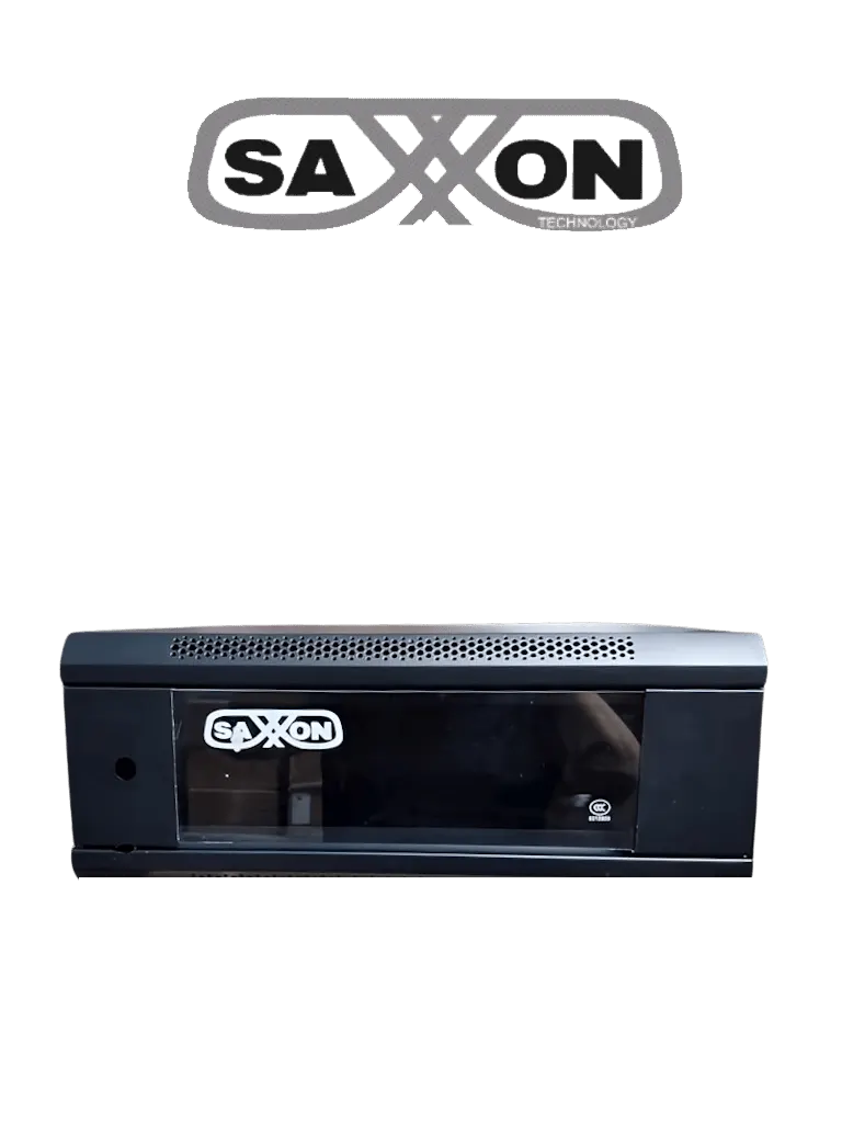 SAXXON SXR4U5404A - Gabinete de Pared Negro / 4 UR / Puerta de Vidrio Templado / Alto 28 cm / Ancho 53 cm / Profundidad 40 cm / Ideal para Grabadores de CCTV