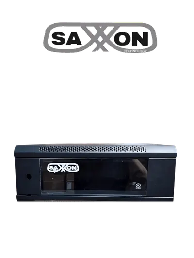 SAXXON SXR4U5404A - Gabinete de Pared Negro / 4 UR / Puerta de Vidrio Templado / Alto 28 cm / Ancho 53 cm / Profundidad 40 cm / Ideal para Grabadores de CCTV
