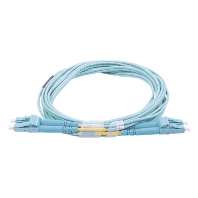 Jumper de Fibra Óptica / Multimodo OM3 50/125 / LC-LC Dúplex / OFNR Riser / 2.0 mm / 20 m (65.62 ft) / Aqua