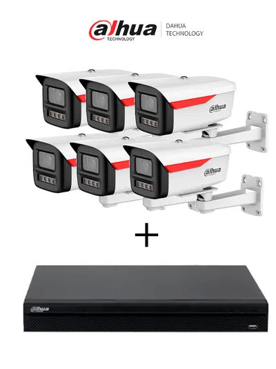 Sistema DAHUA de 6 cámaras bullet WizColor 2MP con NVR PoE de 8 canales