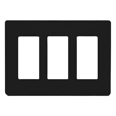 Placa de pared Lutron CW3BL de 3 espacios, negro brillante