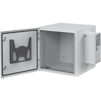Gabinete Industrial ProTek de 26 UR de 1235 x 600 x 610 mm Puerta Sólida Con Aire Acondicionado / Protección NEMA Tipo 4/12; IP66, Fabricado en Acero Color Gris Claro