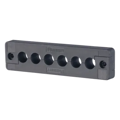 Pasacables  de 6 Orificios en Línea 4.41" X 0.67" IP65,  para Cables Terminados, Color Negro