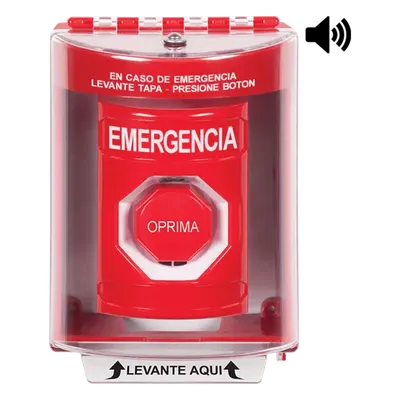 Botón Multipropósito / Superficie con Espaciador / Tapa Policarbonato / Bocina Pre-Alarma / Interior-Exterior / -40°C a 121°C / 10A 250VAC