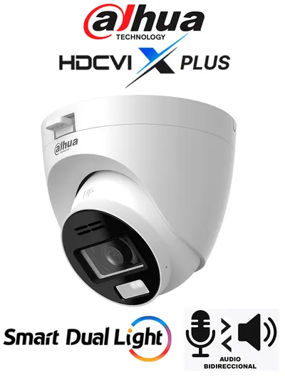 Cámara domo Dahua DH-HAC-HDW1200TRQN-IL-T Full HD con audio bidireccional