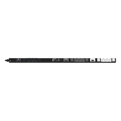 PDU Monitoreable / 24 Salidas (18 C13 + 6 C19) / Entrada NEMA L21-30P / 208 Vca / 30 A / Monitoreo de Energía y Ambiente / Pantalla OLED / Vertical
