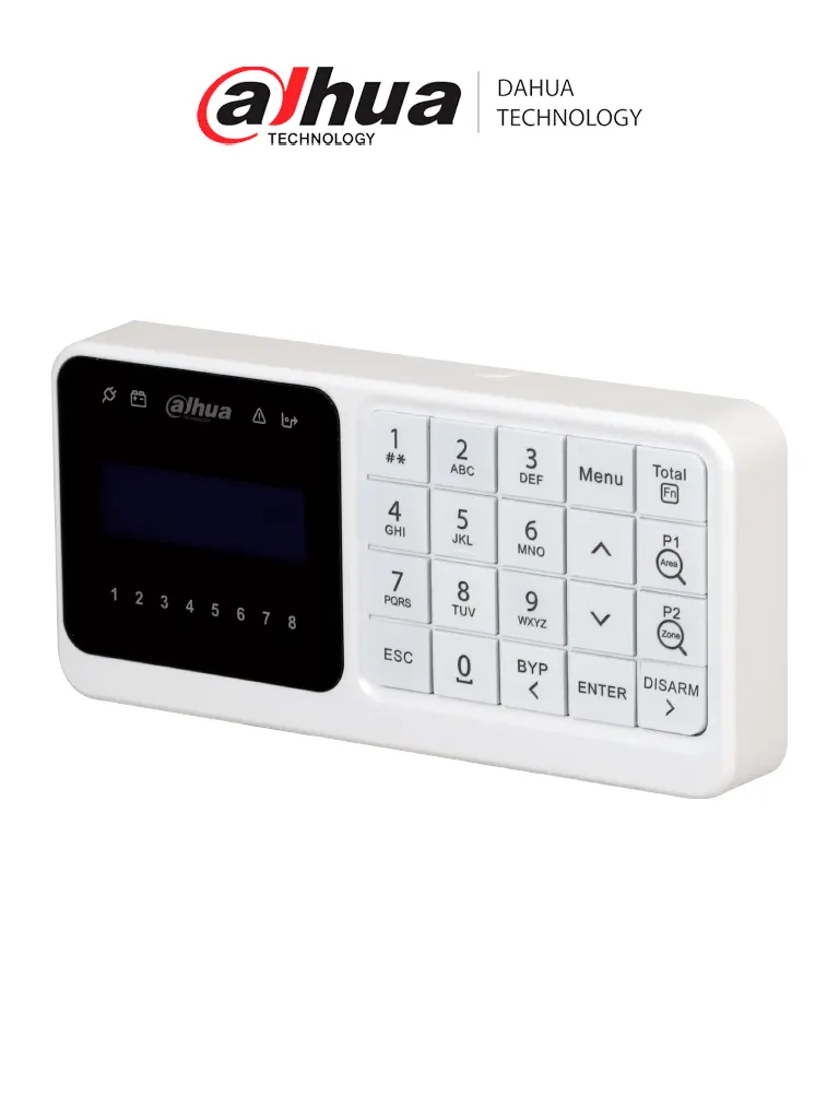 DAHUA DHI-ARK30C- Teclado LCD para ARC3008/ 8 áreas/ display de zonas de alarma/ Estatus Led energía, batería, falla, bypass/