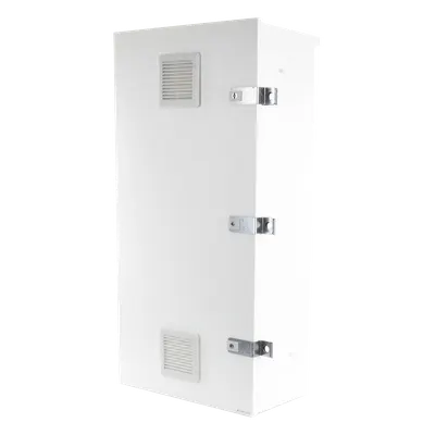 Gabinete para instalación de 3 Baterías PL110D12, Fabricado en Lámina Galvanizada, Accesorios para piso o poste (No incluidos) (EI-PCB-04-11-03-W3V)