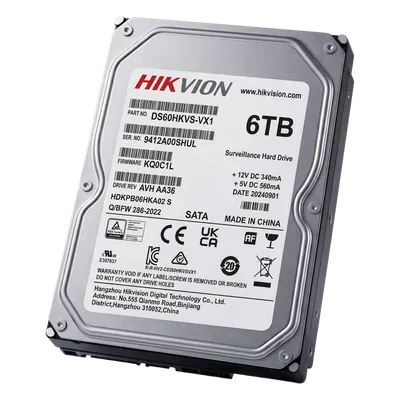 Disco Duro para Videovigilancia / 6 TB / SATA 6.0 Gb/s / 5400 RPM / 256 MB Buffer / 64 Cámaras HD / 24/7 / 180 TB/Año / MTTF 1M Horas