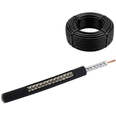 Rollo de 50 Metros de Cable Coaxial Tipo RG-58, LMR-195, Baja Pérdida de 50 Ohms, Conductor de Cobre Sólido